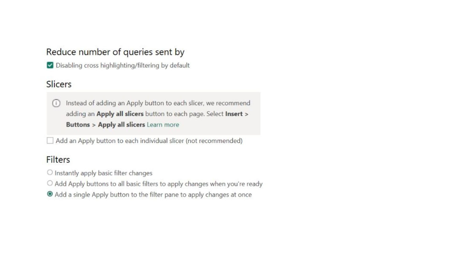 apply all slicers button in power bi